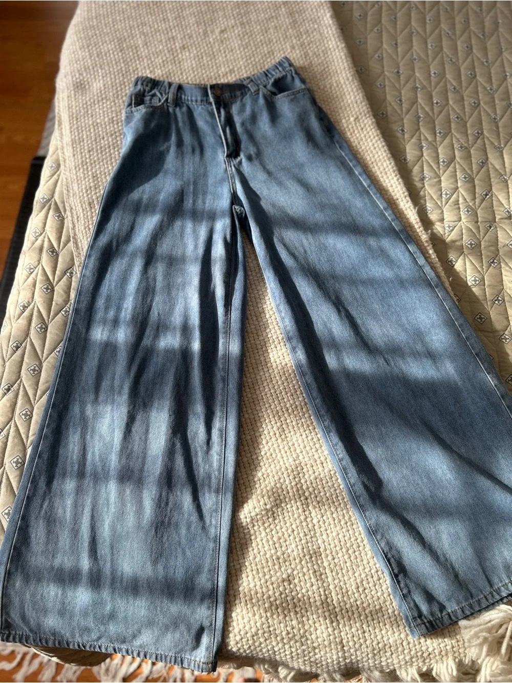 Sincerely Jules Wide-Leg Jeans — Light Blue Denim